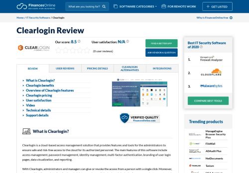 
                            8. Clearlogin Reviews: Overview, Pricing and Features