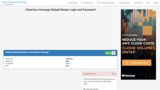 
                            4. ClearOne Converge Default Router Login and Password - Clean CSS