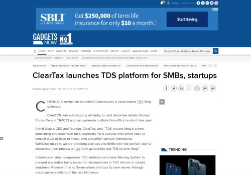 
                            12. ClearTax launches TDS platform for SMBs, startups - Latest News ...