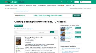 
                            13. Cleartrip Booking with Unverified IRCTC Account - India Forum ...