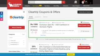 
                            11. Cleartrip Exclusive Offer | Upto ₹1000 Cashback on Domestic Flights ...