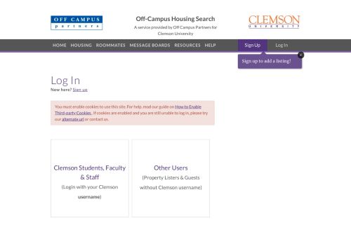 
                            11. Clemson University | Off Campus Housing Search | Account Login