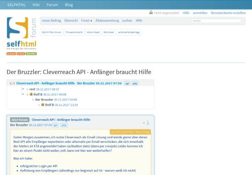 
                            5. Cleverreach API - Anfänger braucht Hilfe von Der Bruzzler, 30.11 ...