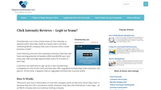 
                            11. Click Intensity Reviews - Legit or Scam? - OpportunityChecker.com