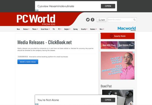 
                            11. ClickBook.net - Media Releases - PC World Australia