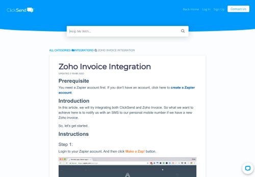 
                            12. ClickSend Help Docs - Zoho Invoice Integration