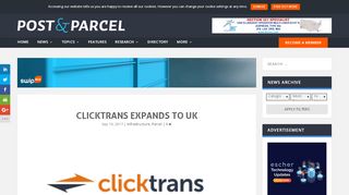 
                            13. Clicktrans expands to UK | Post & Parcel