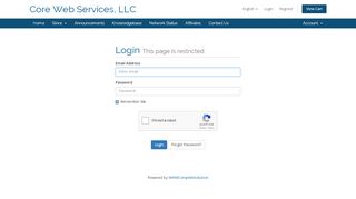 
                            11. Client Area - Core Web Services, LLC