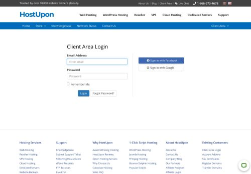 
                            11. Client Area Login - HostUpon