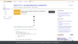 
                            1. Client in C++, use gethostbyname or getaddrinfo - Stack Overflow
