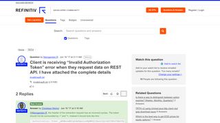 
                            7. Client is receiving “Invalid Authorization Token” error when they ...