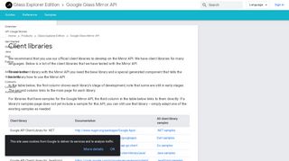 
                            9. Client libraries | Google Glass Mirror API | Google Developers