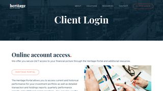 
                            7. Client Login and Financial Portal for Heritage Wealth Advisors Clients