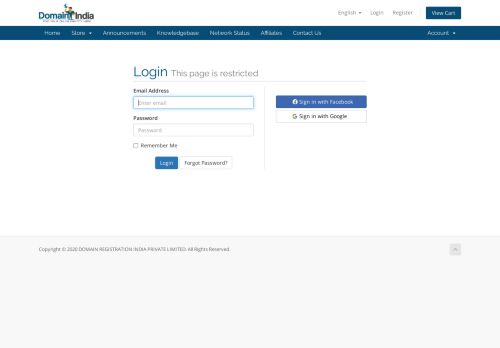 
                            8. Client Login - Domain India