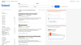 
                            10. Client Services Administrator Jobs - February 2019 | Indeed.co.za