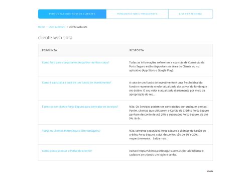 
                            11. cliente web cota - Perguntas mais frequentes - Porto Seguro
