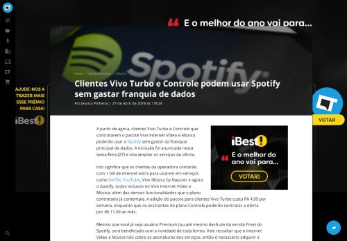 
                            12. Clientes Vivo Turbo e Controle podem usar Spotify sem gastar ...