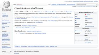 
                            7. Clientis BS Bank Schaffhausen – Wikipedia