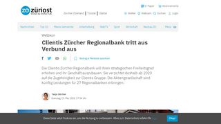 
                            12. Clientis Zürcher Regionalbank tritt aus Verbund aus | zueriost