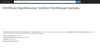 
                            11. ClientManager, OpenMetaverse.TestClient C# (CSharp) Class Code ...