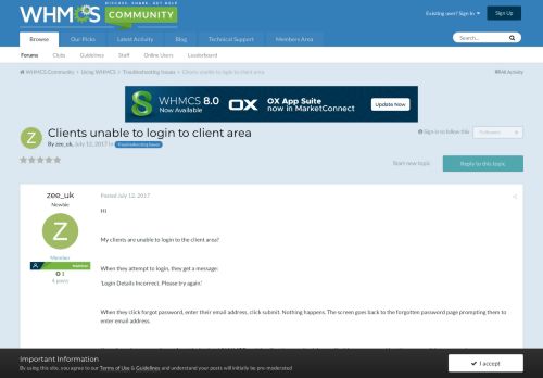 
                            1. Clients unable to login to client area - Troubleshooting Issues ...