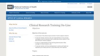 
                            9. Clinical Research Training On-Line - NIH Office of Clinical Research