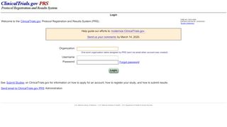 
                            2. ClinicalTrials.gov PRS: Login