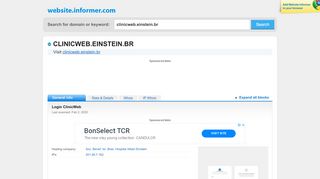 
                            8. clinicweb.einstein.br at WI. Login ClinicWeb - Website Informer