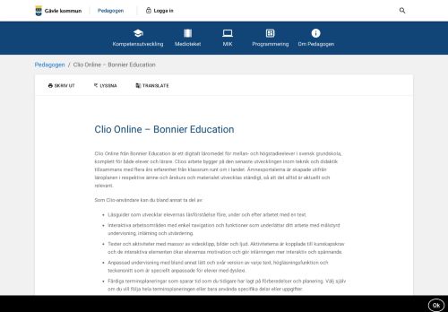 
                            4. Clio Online – Bonnier Education – Pedagog Gävle - Gävle kommun