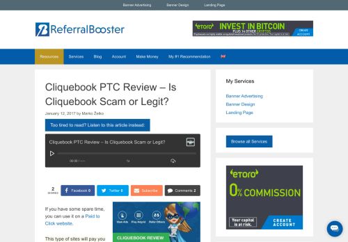 
                            12. Cliquebook PTC Review – Is Cliquebook Scam or Legit? - HowToGetRef