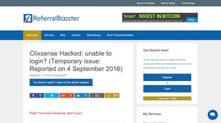 
                            5. Clixsense Hacked: Clixsense login failure? (4 September ...