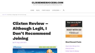 
                            11. Clixten Review - Although Legit, I don't recommend joining