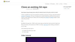 
                            6. Clone an existing Git repo - Azure Repos | Microsoft Docs