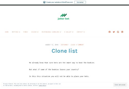 
                            8. Clone list - Responsible Betting - WordPress.com