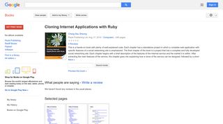 
                            11. Cloning Internet Applications with Ruby - Google बुक के परिणाम