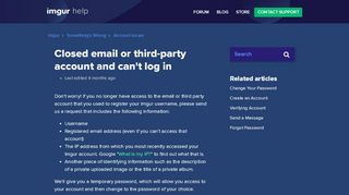 
                            4. Closed email or third-party account and can't log in – Imgur