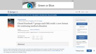 
                            8. Closed Facebook™ groups and CME credit: a new ... - Springer Link