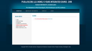 Closed - PU-BA/B.Com. LL.B. (Hons.) 5 Years Integrated Course ...