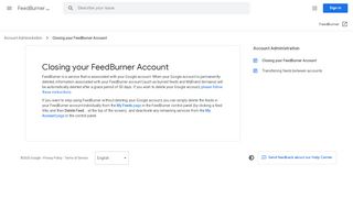 
                            6. Closing your FeedBurner Account - FeedBurner Help - Google Support