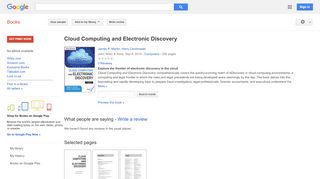 
                            8. Cloud Computing and Electronic Discovery