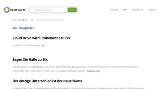 
                            4. Cloud Drive wird umbenannt zu Bix | One.com