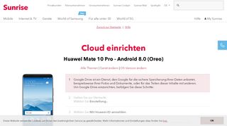 
                            8. Cloud einrichten | Huawei | Mate 10 Pro - Sunrise