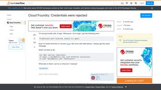 
                            11. Cloud Foundry: Credentials were rejected - Stack Overflow