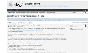 
                            11. Cloud Station Client on Windows unable to login - Synology Forum