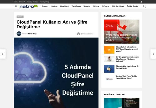 
                            7. CloudPanel Kullanıcı Adı ve Şifre Değiştirme - Hosting Blogu - Natro