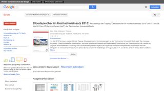 
                            5. Cloudspeicher im Hochschuleinsatz 2015: Proceedings der Tagung ...