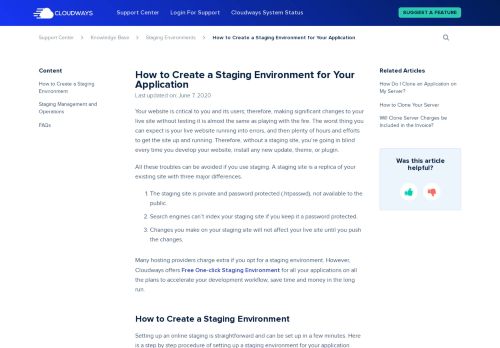 
                            7. Cloudways offers easy Staging Environment setup - Cloudways Support