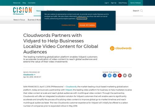 
                            9. Cloudwords Partners with Vidyard to Help Businesses Localize Video ...