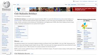 
                            9. Club Mahindra Holidays - Wikipedia