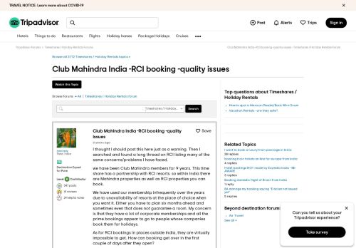 
                            6. Club Mahindra India -RCI booking -quality issues - Timeshares ...